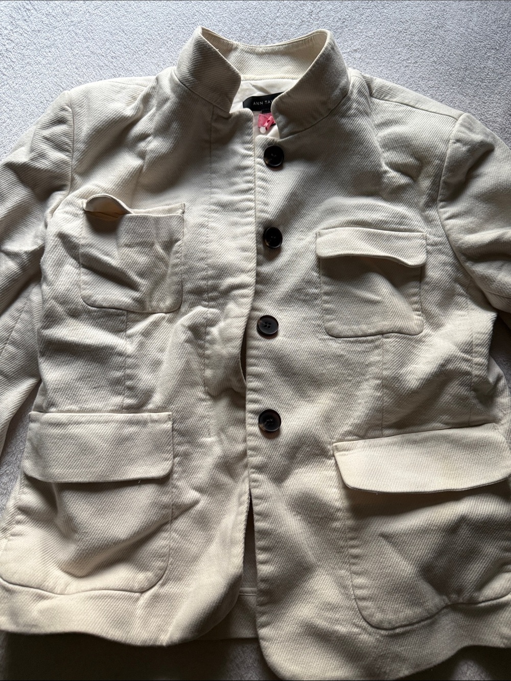 Ann Taylor Ivory Collarless Button Jacket